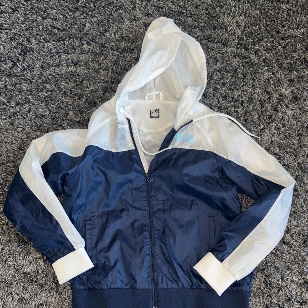 Fila Blue and White Zip-Up Jacket wind breaker